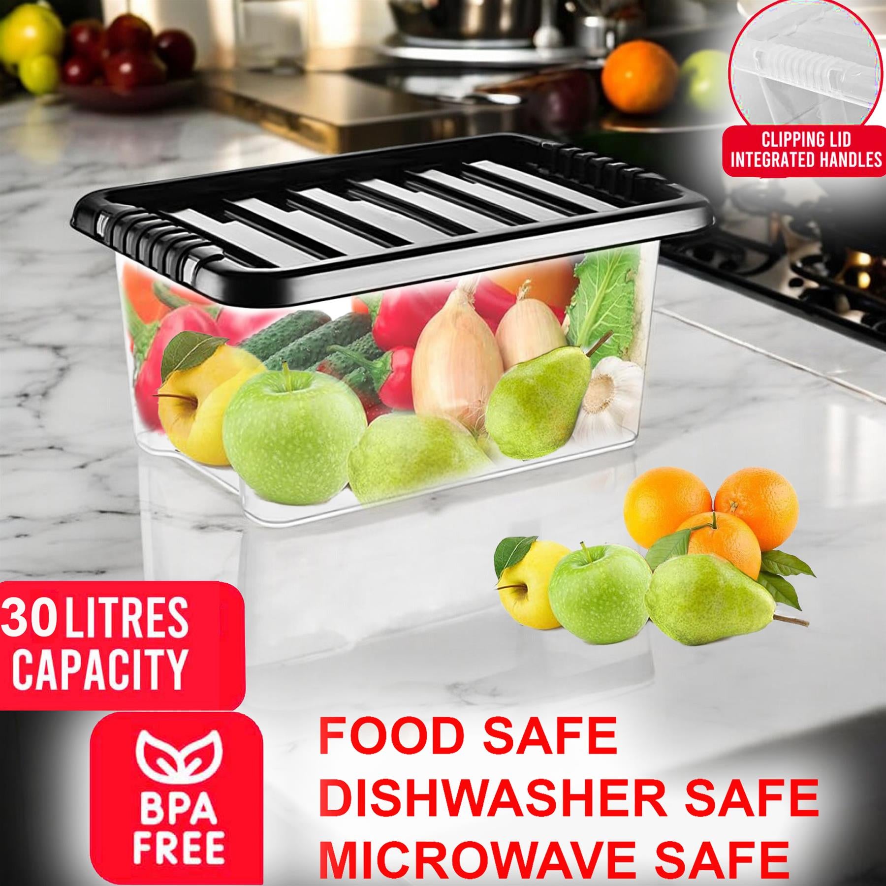 Clear Plastic Storage Boxes with Lids Stackable Box Home Office Kitchen UK Made