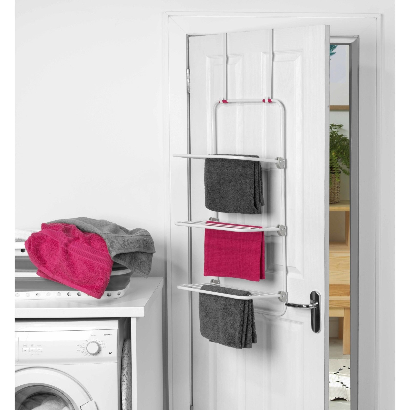 Kleeneze Overdoor Clothes Airer 3 Tier Hanging Laundry Drying Rack Space Saving