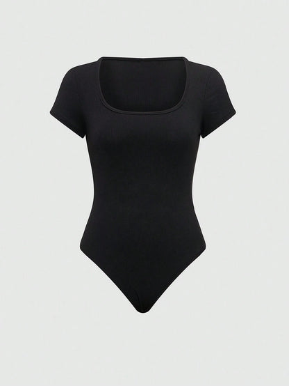 Franclia Plain Color Asymmetric Hem Top and Pants Two Piece Set