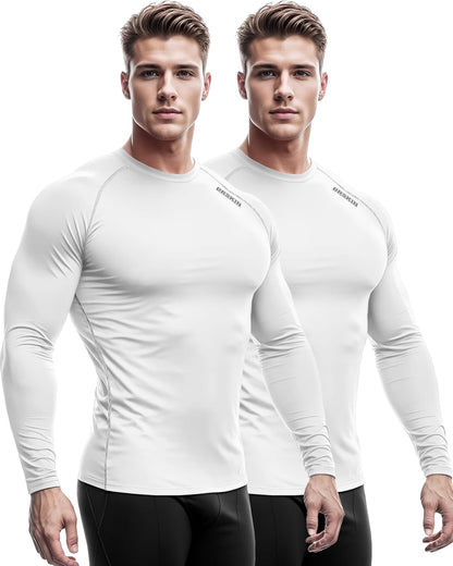 4, 3, 2 or 1 Pack Men'S Compression Shirts Top Long Sleeve Sports Baselayer Workout Running Athletic Active