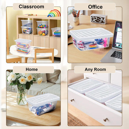 Clear Plastic Storage Boxes with Lids Stackable Box Home Office Kitchen UK Made