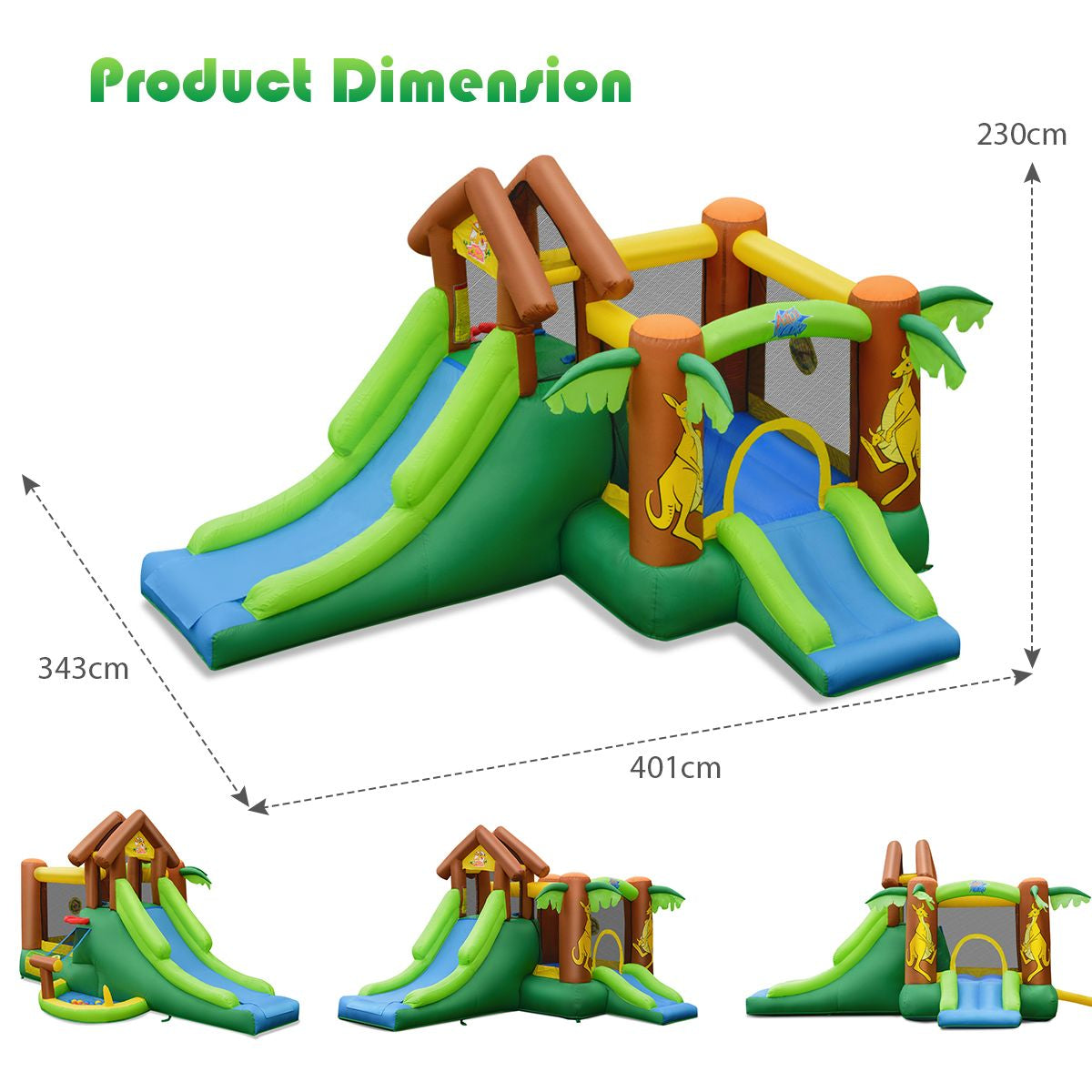 Inflatable Bounce House with Slides and Climbing Wall with Air Blower