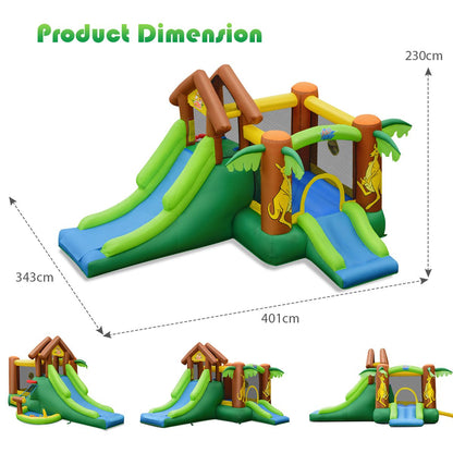 Inflatable Bounce House with Slides and Climbing Wall with Air Blower