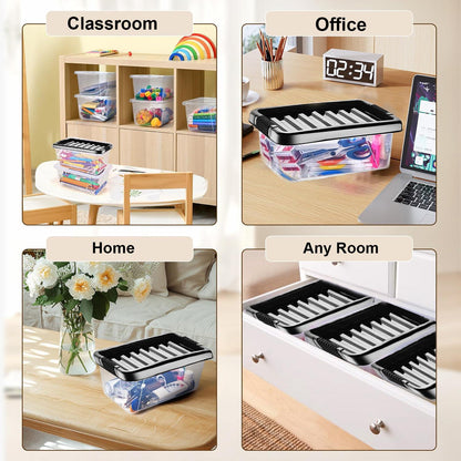 Clear Plastic Storage Boxes with Lids Stackable Box Home Office Kitchen UK Made