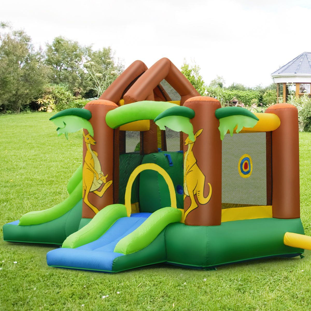 Inflatable Bounce House with Slides and Climbing Wall with Air Blower