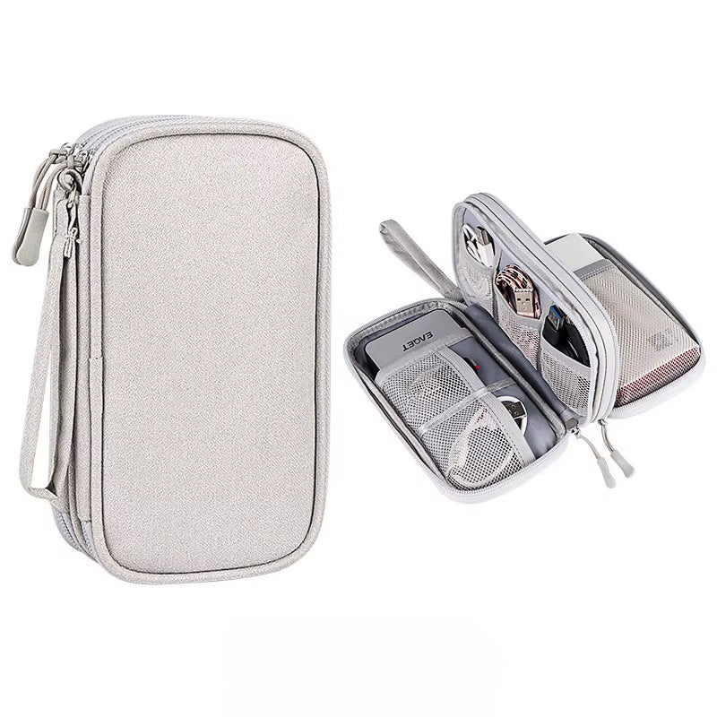 Portable Double Layer Travel Portable Digital Product Storage Bag USB Data Cable Manager Earphones Mobile Power Storage Bag 1Pcs