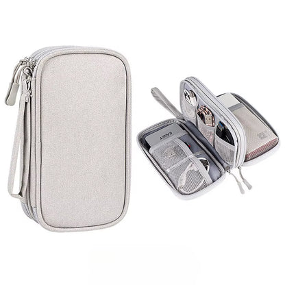 Portable Double Layer Travel Portable Digital Product Storage Bag USB Data Cable Manager Earphones Mobile Power Storage Bag 1Pcs