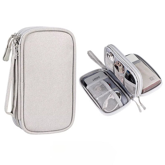 Portable Double Layer Travel Portable Digital Product Storage Bag USB Data Cable Manager Earphones Mobile Power Storage Bag 1Pcs