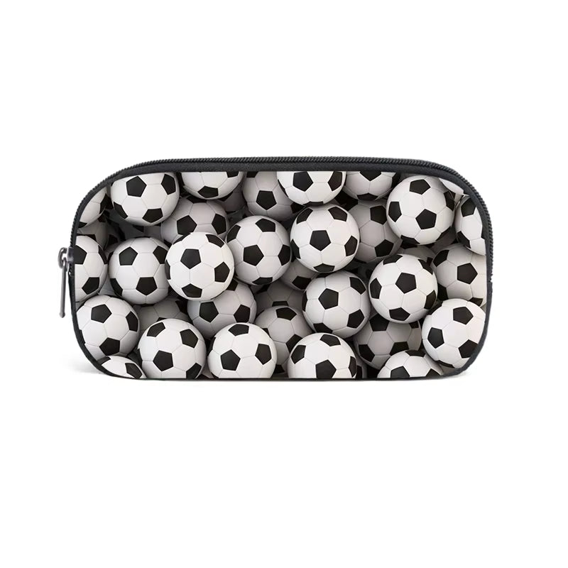 Cool Soccer with Golden Crown Cosmetic Case Kids Football Pencil Bag Teenager Stationery Bag Pencil Box Office School Supplies