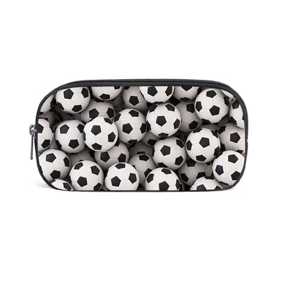 Cool Soccer with Golden Crown Cosmetic Case Kids Football Pencil Bag Teenager Stationery Bag Pencil Box Office School Supplies