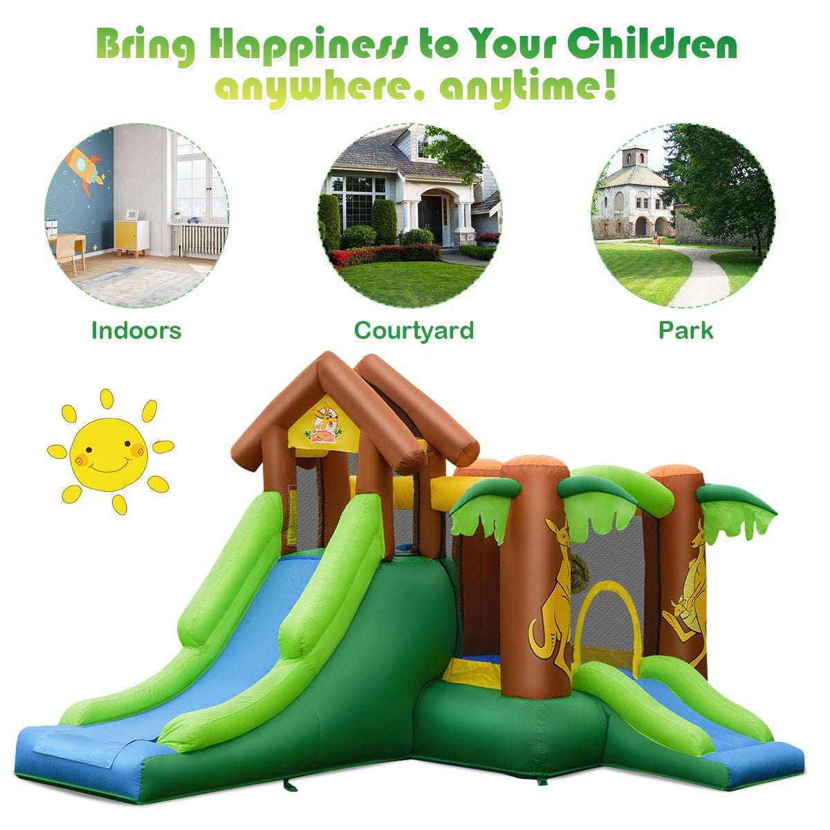 Inflatable Bounce House with Slides and Climbing Wall with Air Blower
