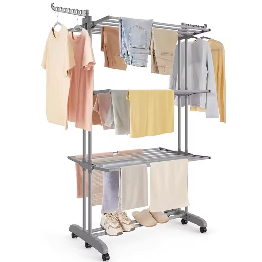 4 Tier Foldable Clothes Airer Rack Indoor Outdoor Dryer Laundry Dry Rail Hanger