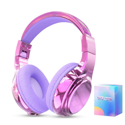 Glossy Bluetooth Headphones for Kids Girls Wireless Stereo Headset with Mic for Travel Children'S Music Helmet Christmas Gifts