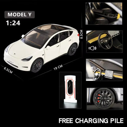 1:24 Tesla Model Y Model 3 Model S Metal Alloy Diecast Toy Car Model Sound and Light Children'S Toy Collectibles Birthday Gifts