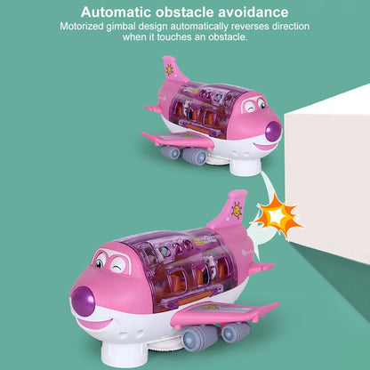 360 Degree Rotating Airplane Model Electric Plane Toy with Light Music Bump and Go Action Toddler Toy Children Xmas Gifts