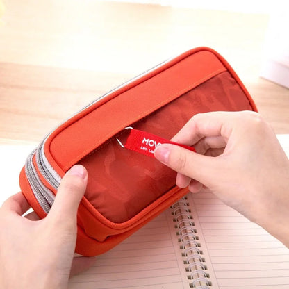 Double Zipper Camouflage Canvas Pencil Case Boys Pencil Bag School Stationery Bag Student Pen Case School Supplies Storage Bags