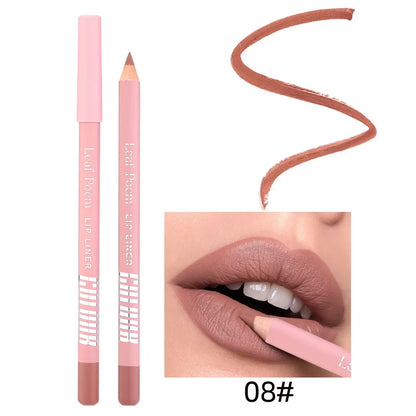 12 Color Nude Matte Lipstick Pencil Long-Lasting Waterproof Lip Pencil High Pigmented Lip Liner Lip Makeup Tool