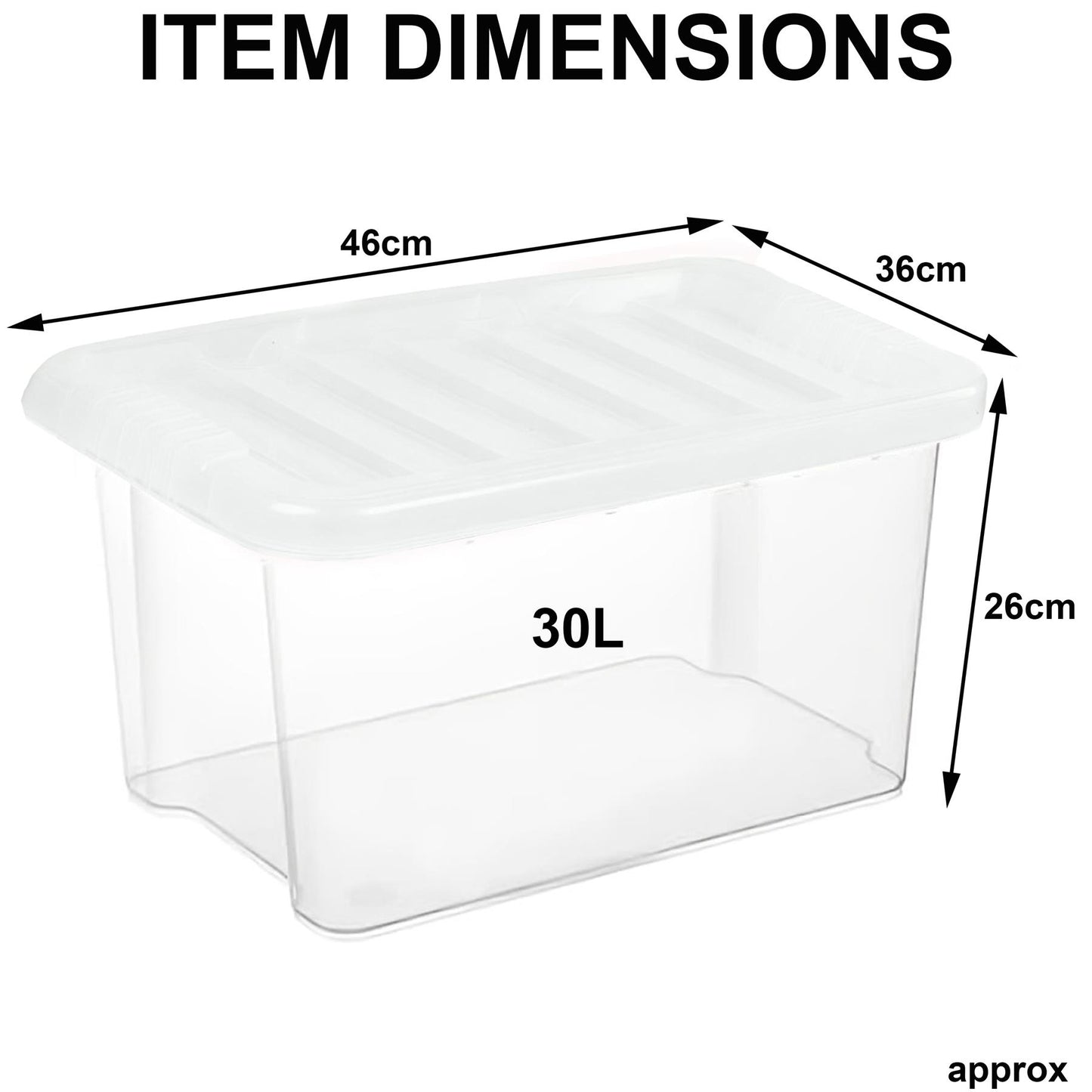 Clear Plastic Storage Boxes with Lids Stackable Box Home Office Kitchen UK Made